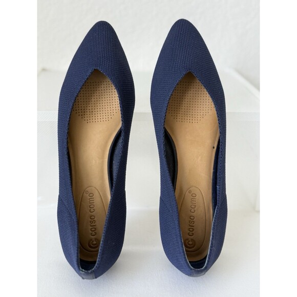 Corso Como Women’s Julia Knit Pointed Toe Flats Slip On Shoes 7.5 Navy Comfort - Picture 1 of 7